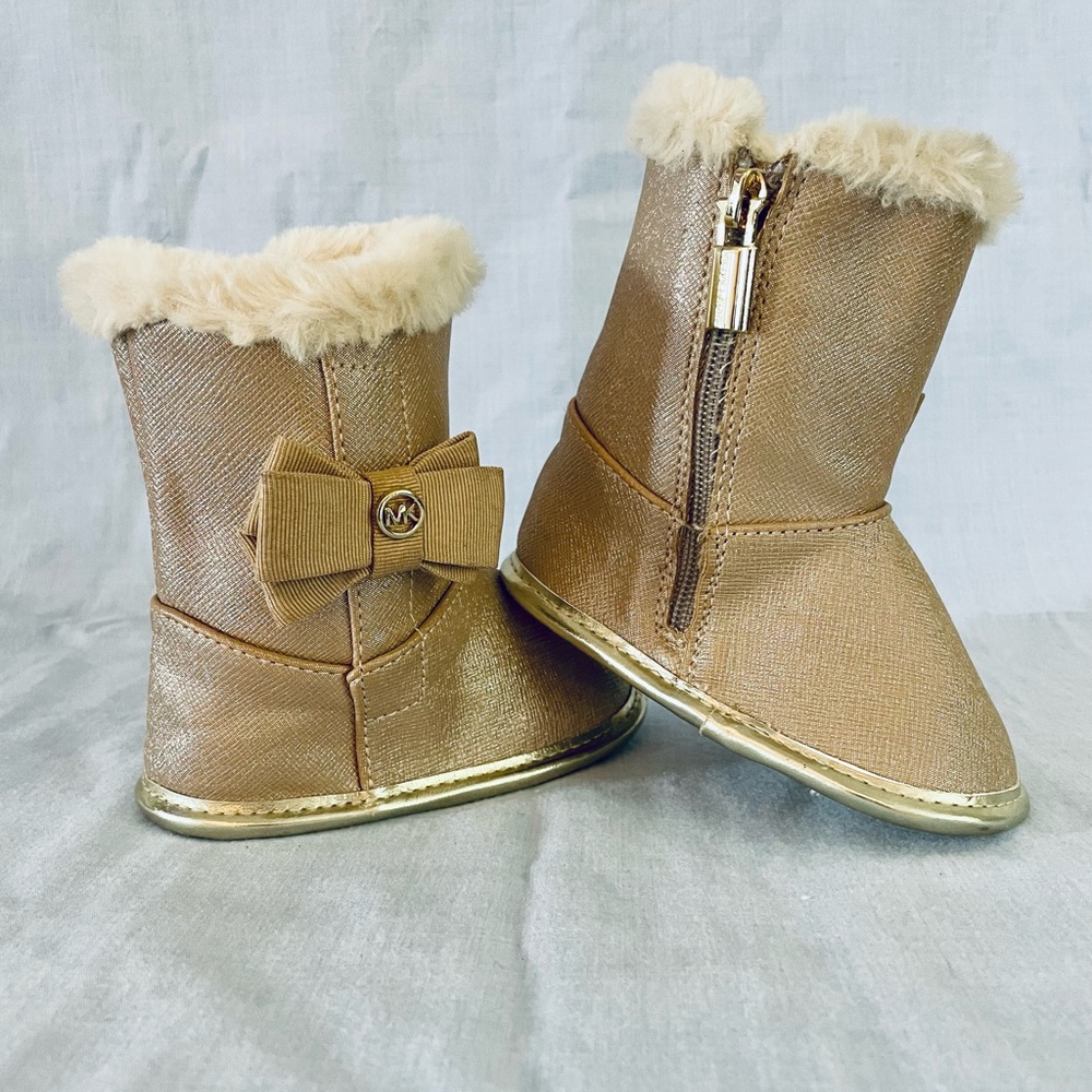 Michael Kors Gold Baby Fur Boots